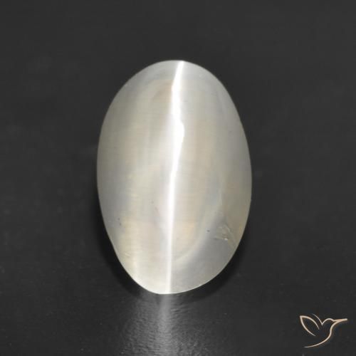 1.23ct 자연스러운 따뜻한 화이트 실리마나이트 고양이 눈, 타원형, 투명한