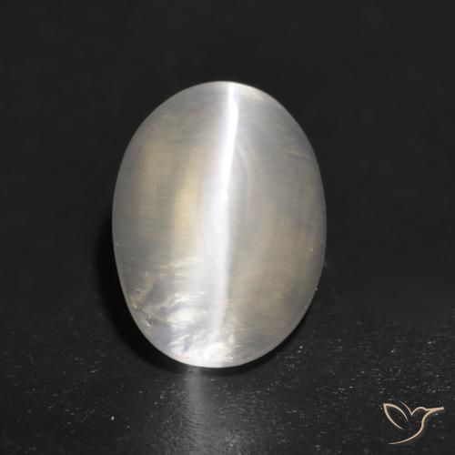 1.41ct 자연스러운 따뜻한 화이트 실리마나이트 고양이 눈, 타원형, 투명한