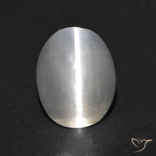 1.24ct 자연스러운 따뜻한 화이트 실리마나이트 고양이 눈, 타원형, 투명한