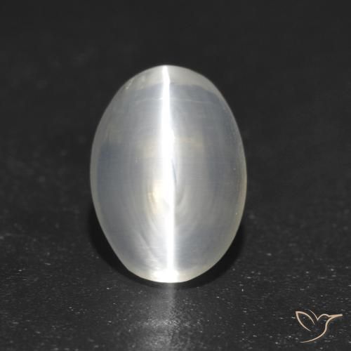1.21ct 자연스러운 하얀색 실리마나이트 고양이 눈, 타원형, 투명한