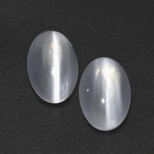 2.45캐럿 천연 화이트 Sillimanite Cat's Eye 보석, 타원형 컷, 7.7×5 mm, 투명한