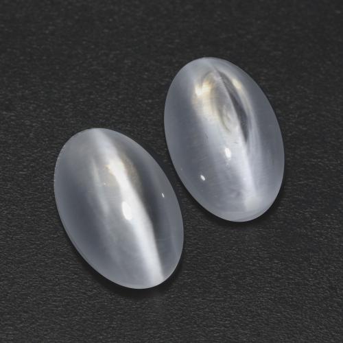 2.45캐럿 천연 화이트 Sillimanite Cat's Eye 보석, 타원형 컷, 7.7×5 mm, 투명한