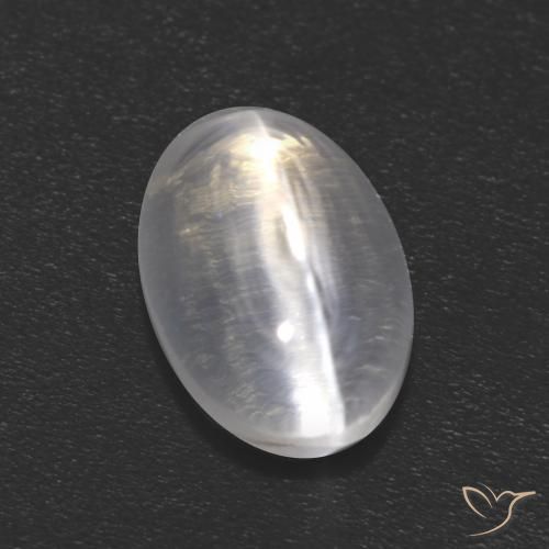 1.21ct 자연스러운 클리어 화이트 실리마나이트 고양이 눈, 타원형, 투명한