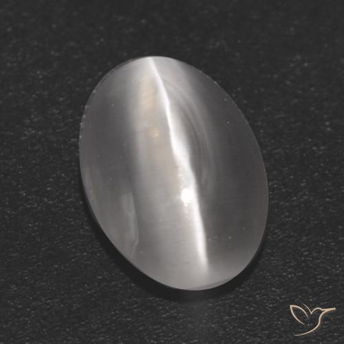 1.16ct 자연스러운 클리어 화이트 실리마나이트 고양이 눈, 타원형, 투명한