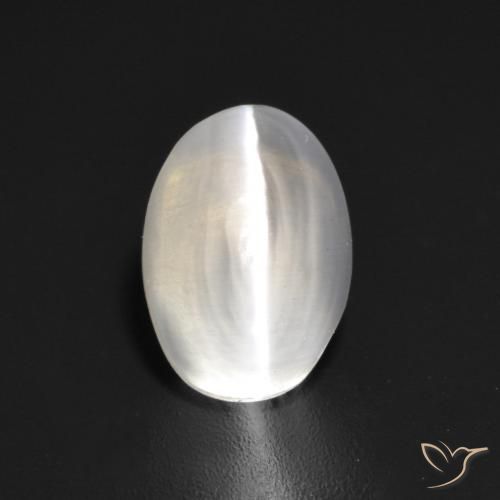 1.55ct 자연스러운 하얀색 실리마나이트 고양이 눈, 타원형, 투명한
