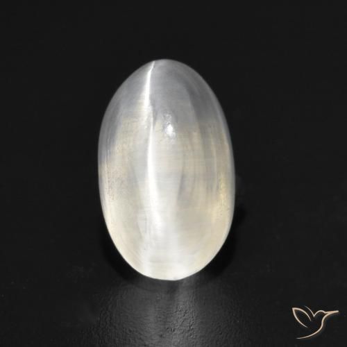 1.45ct 자연스러운 매우 밝은 회색 실리마나이트 고양이 눈, 타원형, 투명한