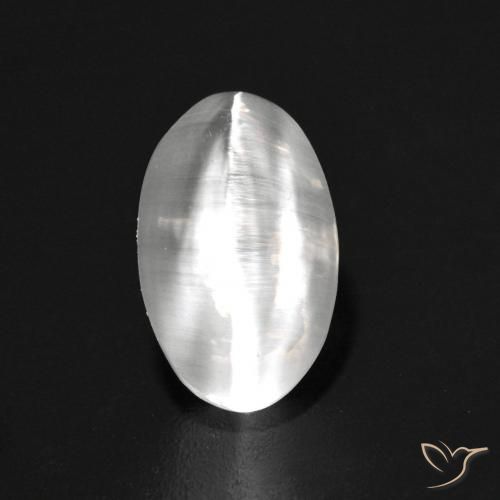 1.42ct 자연스러운 하얀색 실리마나이트 고양이 눈, 타원형, 투명한