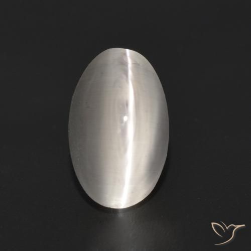1.35ct 자연스러운 매우 밝은 회색 실리마나이트 고양이 눈, 타원형, 투명한