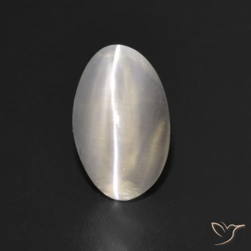 1.10ct 자연스러운 매우 밝은 회색 실리마나이트 고양이 눈, 타원형, 투명한