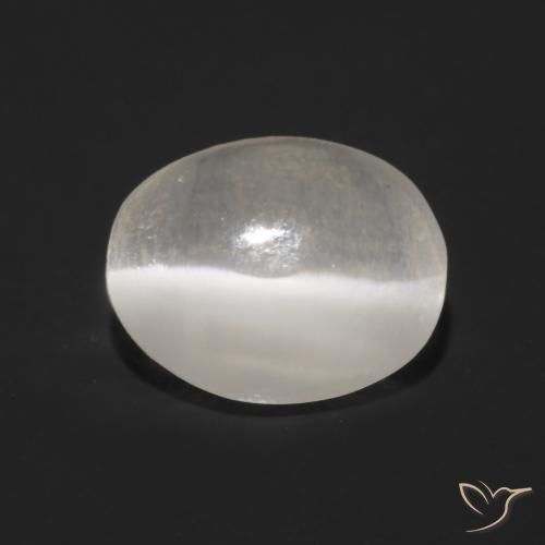 1.08ct 자연스러운 매우 밝은 회색 실리마나이트 고양이 눈, 타원형, 투명한