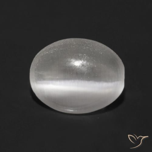 0.89ct 자연스러운 매우 밝은 회색 실리마나이트 고양이 눈, 타원형, 투명한