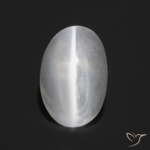 1.23ct 자연스러운 매우 밝은 회색 실리마나이트 고양이 눈, 타원형, 투명한