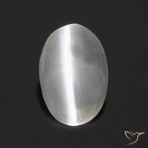 0.81ct 자연스러운 매우 밝은 회색 실리마나이트 고양이 눈, 타원형, 투명한