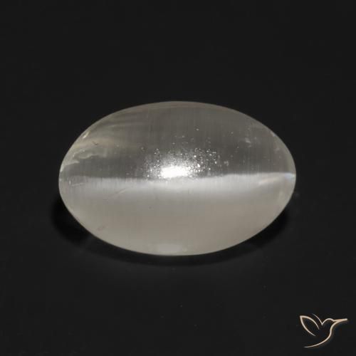 1.03ct 자연스러운 매우 밝은 회색 실리마나이트 고양이 눈, 타원형, 투명한