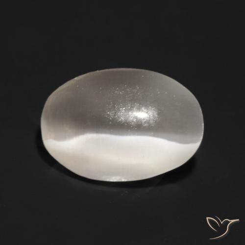 1.00ct 자연스러운 매우 밝은 회색 실리마나이트 고양이 눈, 타원형, 투명한