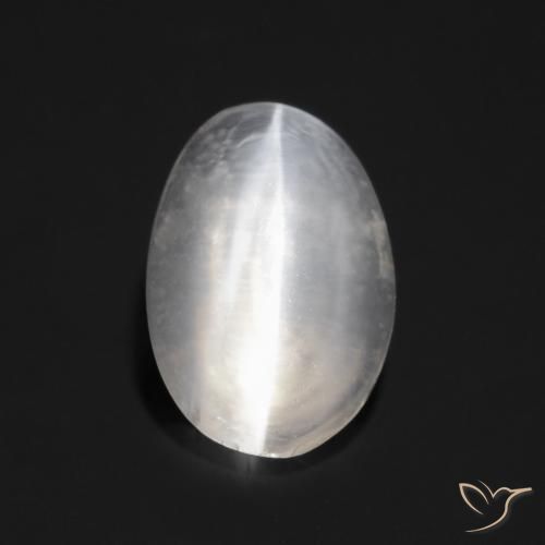 1.05ct 자연스러운 매우 밝은 회색 실리마나이트 고양이 눈, 타원형, 투명한