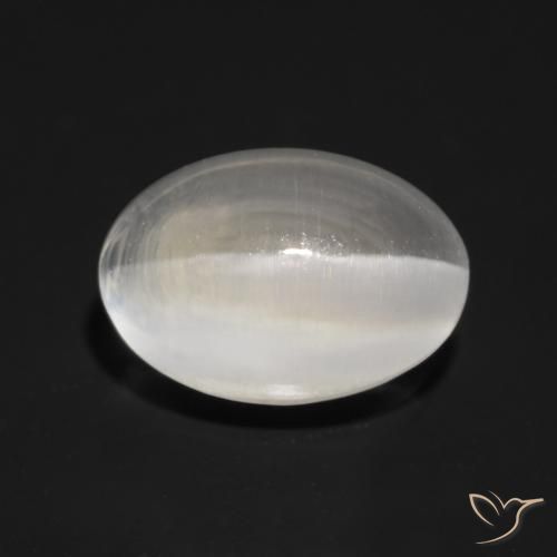 1.30ct 자연스러운 매우 밝은 회색 실리마나이트 고양이 눈, 타원형, 투명한