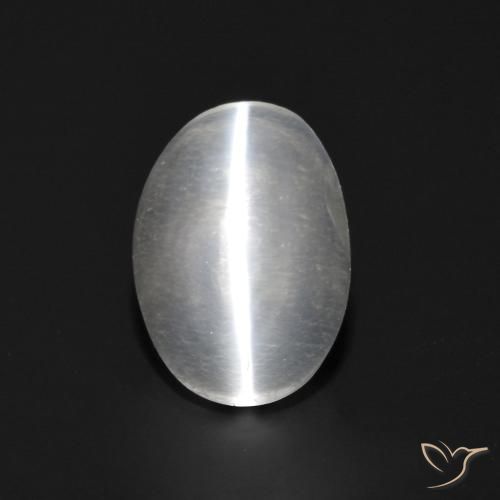 1.04ct 자연스러운 클리어 화이트 실리마나이트 고양이 눈, 타원형, 투명한