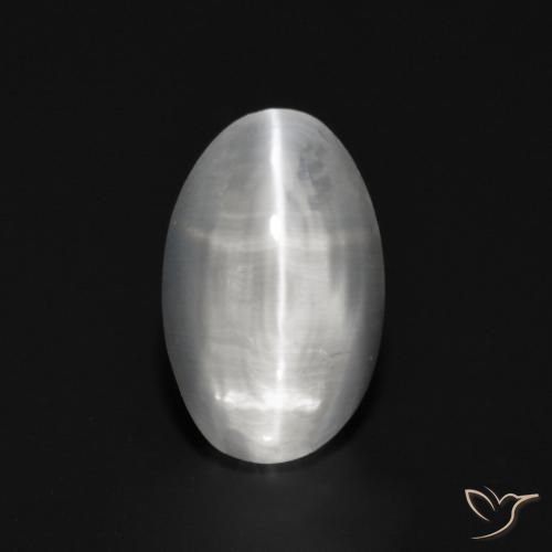 1.15ct 자연스러운 하얀색 실리마나이트 고양이 눈, 타원형, 투명한