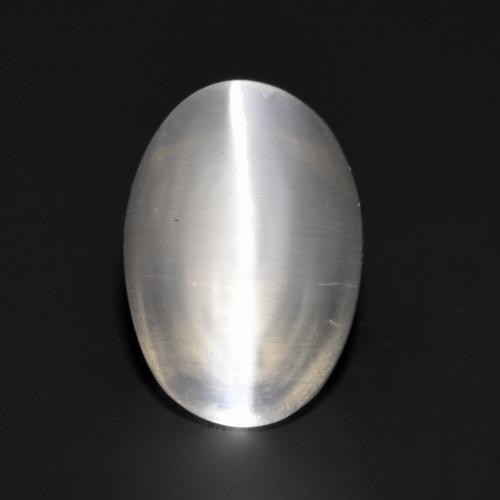 1.09캐럿 천연 매우 밝은 회색 Sillimanite Cat's Eye, 타원형 컷, 7.4×5 mm, 투명한