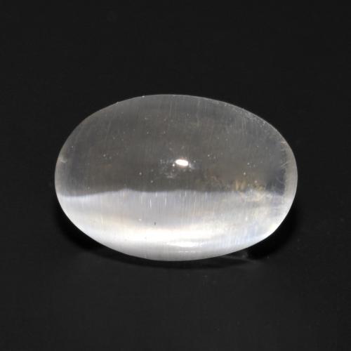 1.09캐럿 천연 매우 밝은 회색 Sillimanite Cat's Eye, 타원형 컷, 7.4×5 mm, 투명한