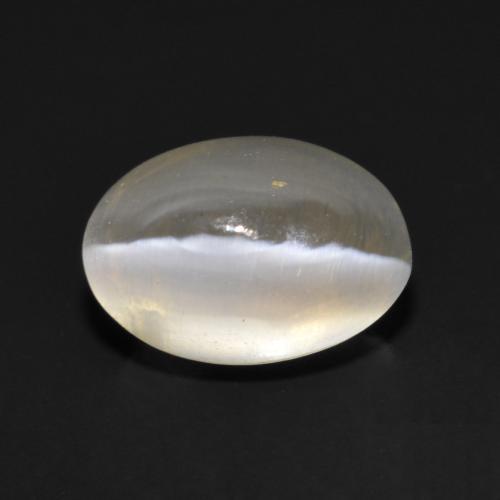1.17캐럿 천연 매우 밝은 회색 Sillimanite Cat's Eye, 타원형 컷, 7×4.9 mm, 투명한