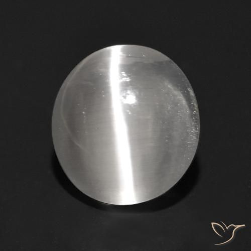 1.23ct 자연스러운 매우 밝은 회색 실리마나이트 고양이 눈, 타원형, 투명한