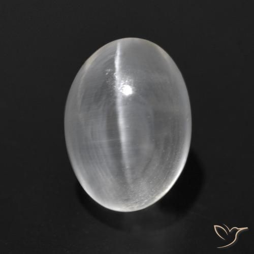1.63ct 자연스러운 클리어 화이트 실리마나이트 고양이 눈, 타원형, 투명한