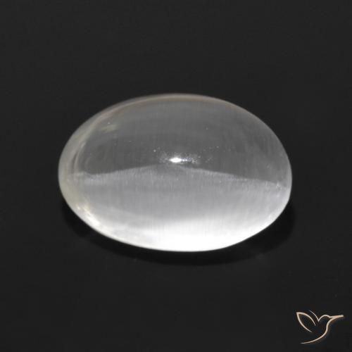 1.29ct 자연스러운 클리어 화이트 실리마나이트 고양이 눈, 타원형, 투명한