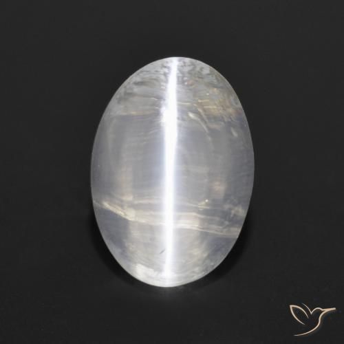 1.28ct 자연스러운 매우 밝은 회색 실리마나이트 고양이 눈, 타원형, 투명한