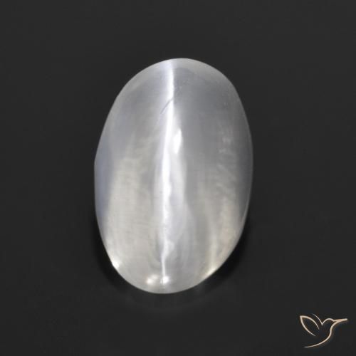 1.40ct 자연스러운 클리어 화이트 실리마나이트 고양이 눈, 타원형, 투명한