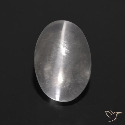 1.39ct 자연스러운 클리어 화이트 실리마나이트 고양이 눈, 타원형, 투명한