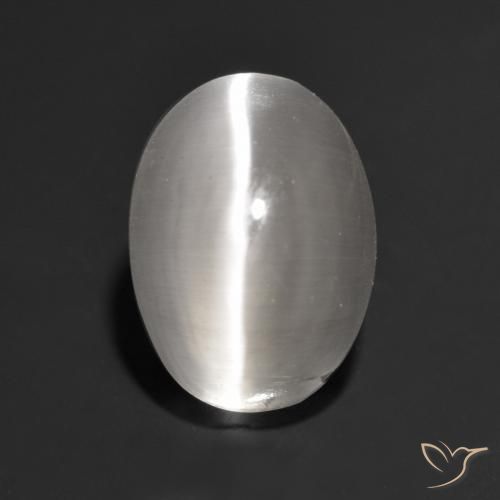 1.34ct 자연스러운 매우 밝은 회색 실리마나이트 고양이 눈, 타원형, 투명한