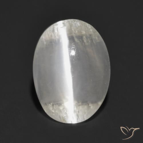 1.47ct 자연스러운 매우 밝은 회색 실리마나이트 고양이 눈, 타원형, 투명한