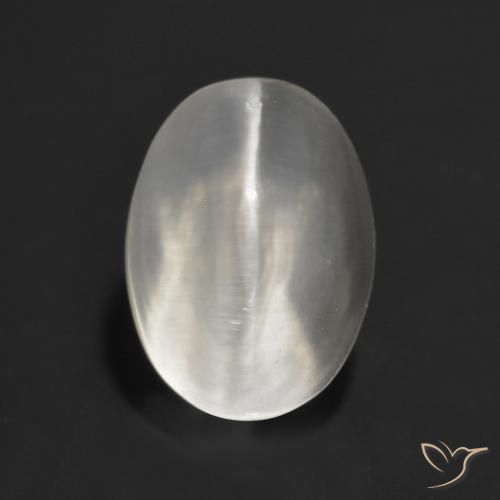 1.60ct 자연스러운 매우 밝은 회색 실리마나이트 고양이 눈, 타원형, 투명한
