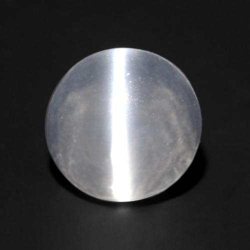 1.22캐럿 천연 반투명 흰색 실리마나이트 고양이 눈, 라운드 컷, 투명한