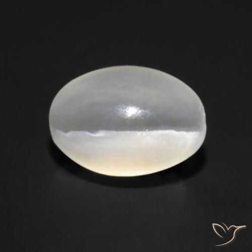 1.43ct 자연스러운 따뜻한 화이트 실리마나이트 고양이 눈, 타원형, 투명한