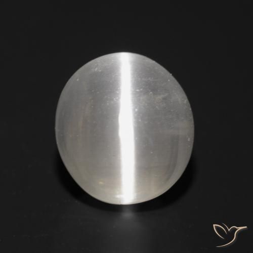 1.56ct 자연스러운 매우 밝은 회색 실리마나이트 고양이 눈, 타원형, 투명한