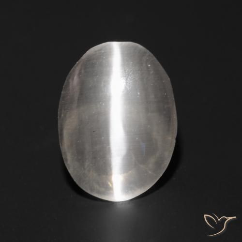 0.96ct 자연스러운 매우 밝은 회색 실리마나이트 고양이 눈, 타원형, 투명한