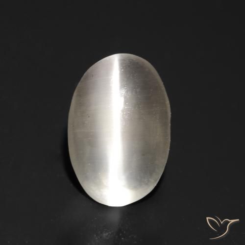 1.05ct 자연스러운 매우 밝은 회색 실리마나이트 고양이 눈, 타원형, 투명한