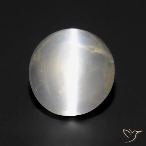 1.57ct 자연스러운 따뜻한 화이트 실리마나이트 고양이 눈, 둥근, 투명한