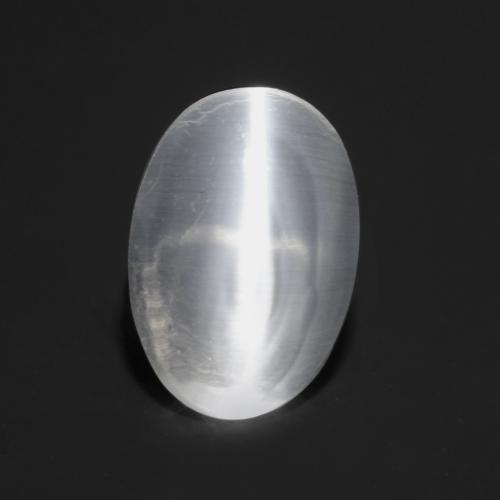 0.80캐럿 천연 반투명 흰색 Sillimanite Cat's Eye, 타원형 컷, 6.7×4.6 mm, 투명한