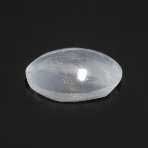 0.80캐럿 천연 반투명 흰색 Sillimanite Cat's Eye, 타원형 컷, 6.7×4.6 mm, 투명한