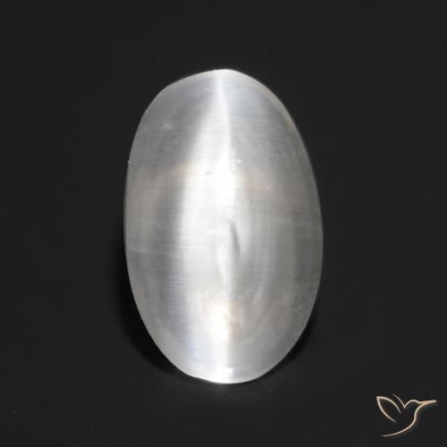0.83ct 자연스러운 클리어 화이트 실리마나이트 고양이 눈, 타원형, 투명한