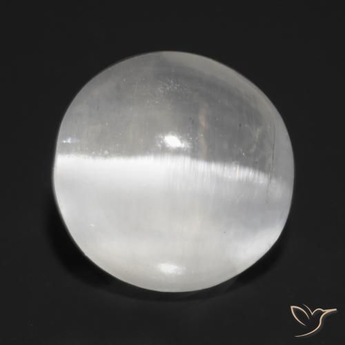 1.32ct 자연스러운 반투명 흰색 실리마나이트 고양이 눈, 둥근, 투명한