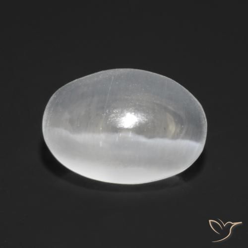 1.13ct 자연스러운 반투명 흰색 실리마나이트 고양이 눈, 타원형, 투명한