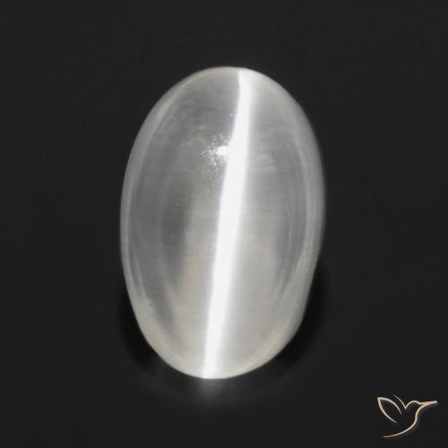 0.97ct 자연스러운 반투명 흰색 실리마나이트 고양이 눈, 타원형, 투명한