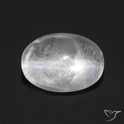0.88ct 자연스러운 클리어 화이트 실리마나이트 고양이 눈, 타원형, 투명한