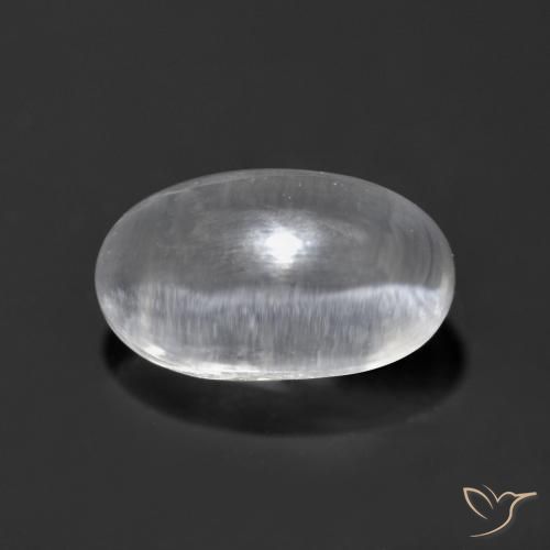 1.24ct 자연스러운 클리어 화이트 실리마나이트 고양이 눈, 타원형, 투명한