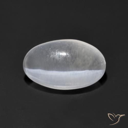 1.39ct 자연스러운 클리어 화이트 실리마나이트 고양이 눈, 타원형, 투명한